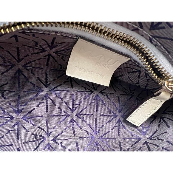 MANU ATELIER Cylinder Ruched Shoulder Bag in Vanilla calf skin leather - Picture 12 of 12